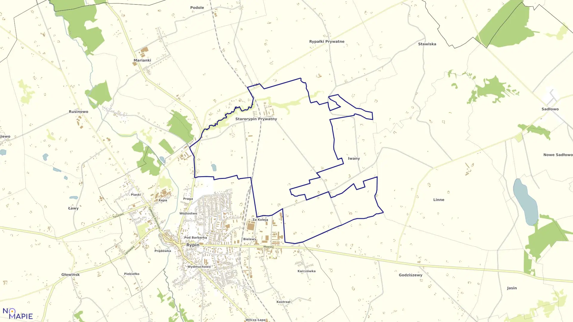 Mapa obrębu Starorypin Prywatny w gminie Rypin